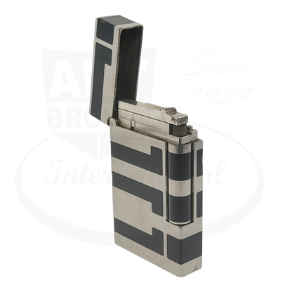 S.T. Dupont Ligne 2 016742 palladium and black lacquer lighter with visible dents and chips on surface