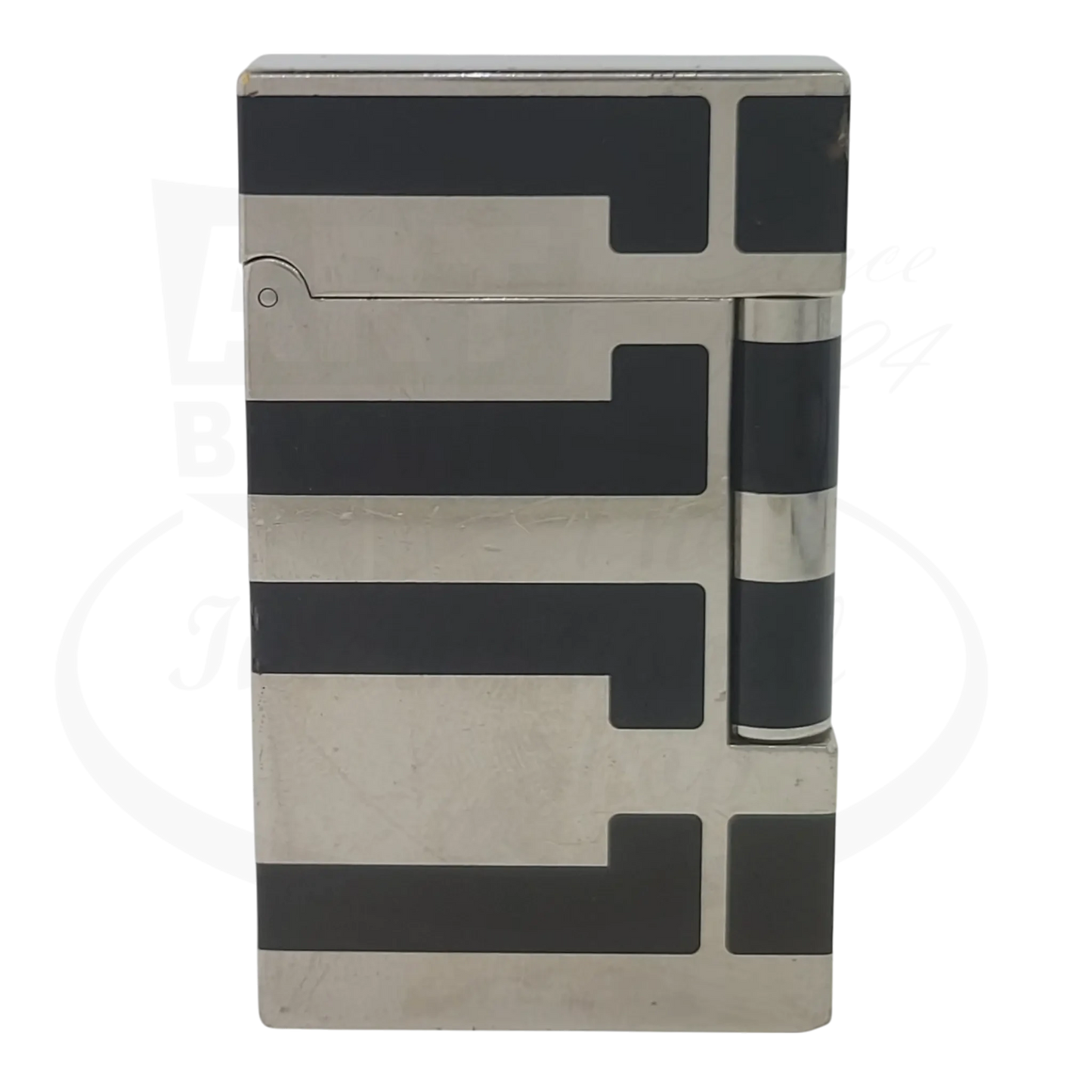 S.T. Dupont Ligne 2 016742 palladium and black lacquer lighter with visible wear and scratches on surface