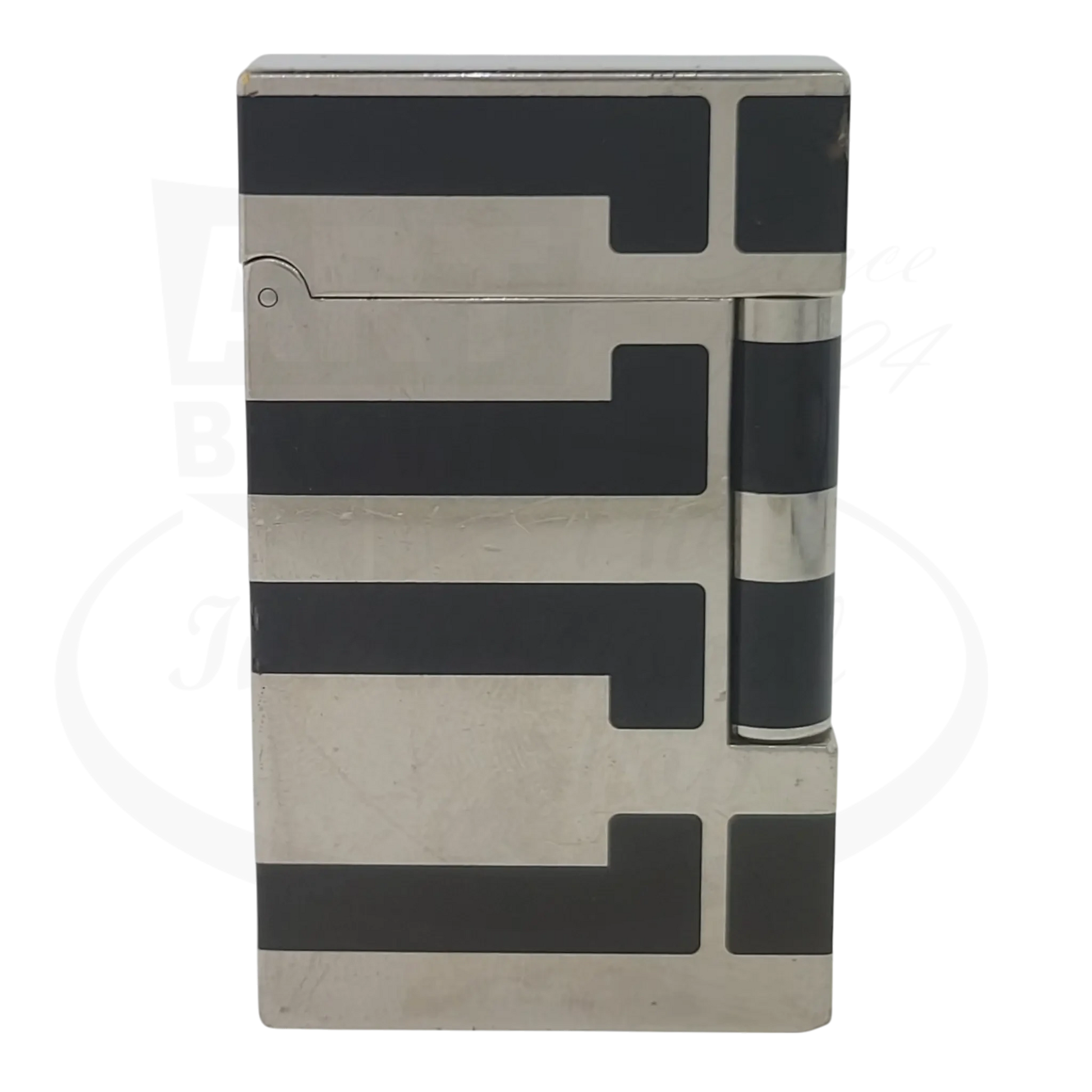 S.T. Dupont Ligne 2 016742 palladium and black lacquer lighter with visible wear and scratches on surface
