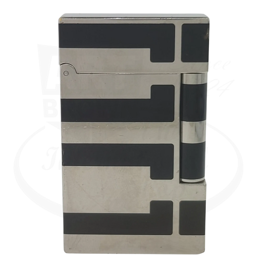 S.T. Dupont Ligne 2 016742 palladium and black lacquer lighter with visible wear and scratches on surface