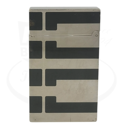 S.T. Dupont Ligne 2 016742 palladium and black lacquer lighter with geometric design, shows signs of wear and scratches