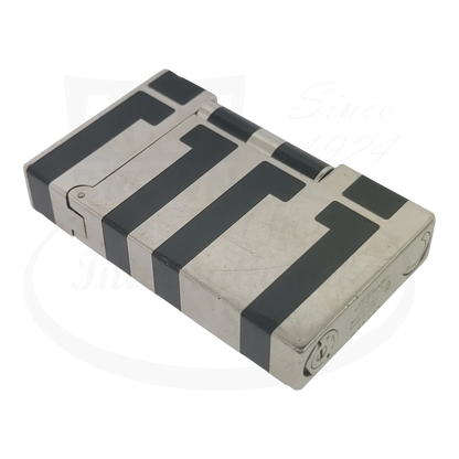 S.T. Dupont Ligne 2 016742 palladium and black lacquer preowned lighter with scratches and wear marks