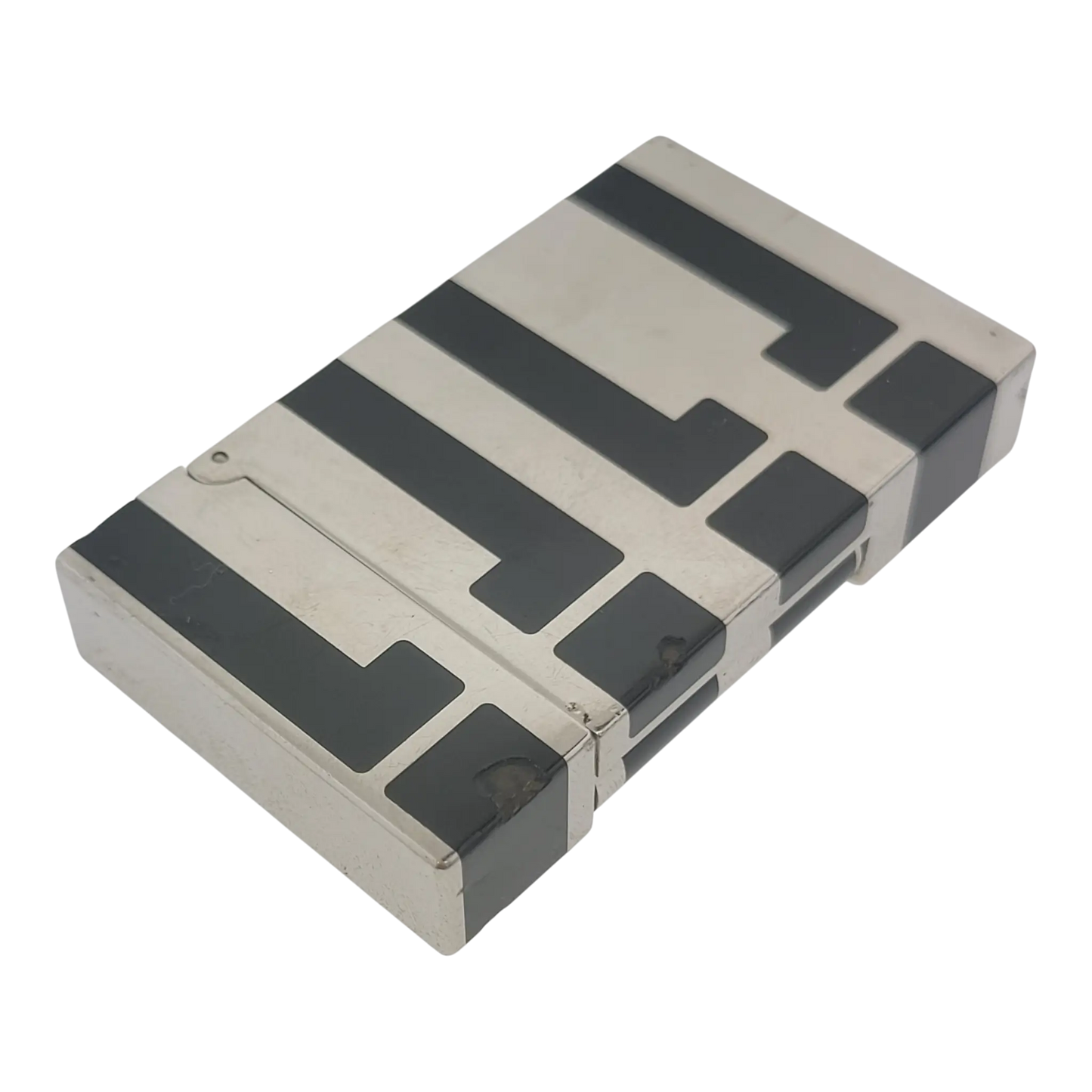 Preowned S.T. Dupont Ligne 2 Black Lacquer and Palladium Lighter, 016742