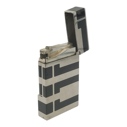 Preowned S.T. Dupont Ligne 2 Black Lacquer and Palladium Lighter, 016742