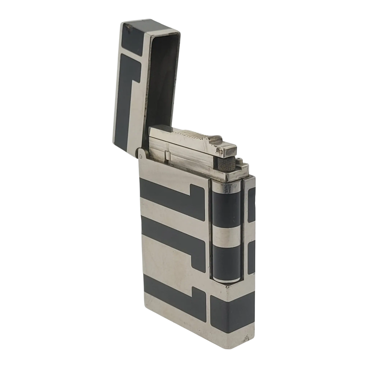 Preowned S.T. Dupont Ligne 2 Black Lacquer and Palladium Lighter, 016742