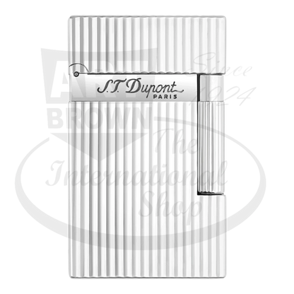 S.T. Dupont silver plated brass Ligne 2 lighter with vertical line guilloche.