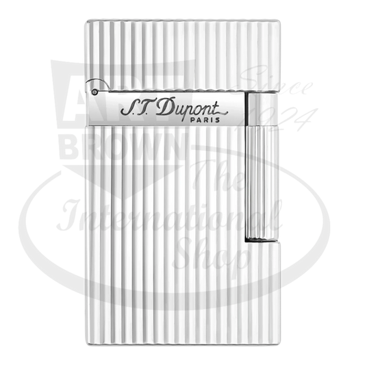 S.T. Dupont silver plated brass Ligne 2 lighter with vertical line guilloche.