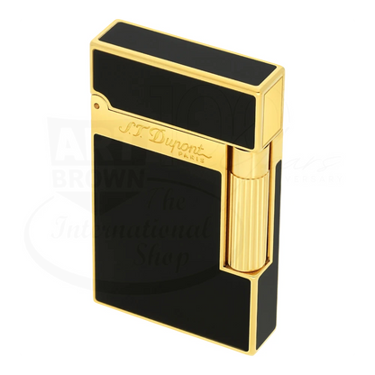 S.T. Dupont Ligne 2 Black and Gold Natural Lacquer Lighter 016884 lacquer gold with flint and gas refill gallery 4 square