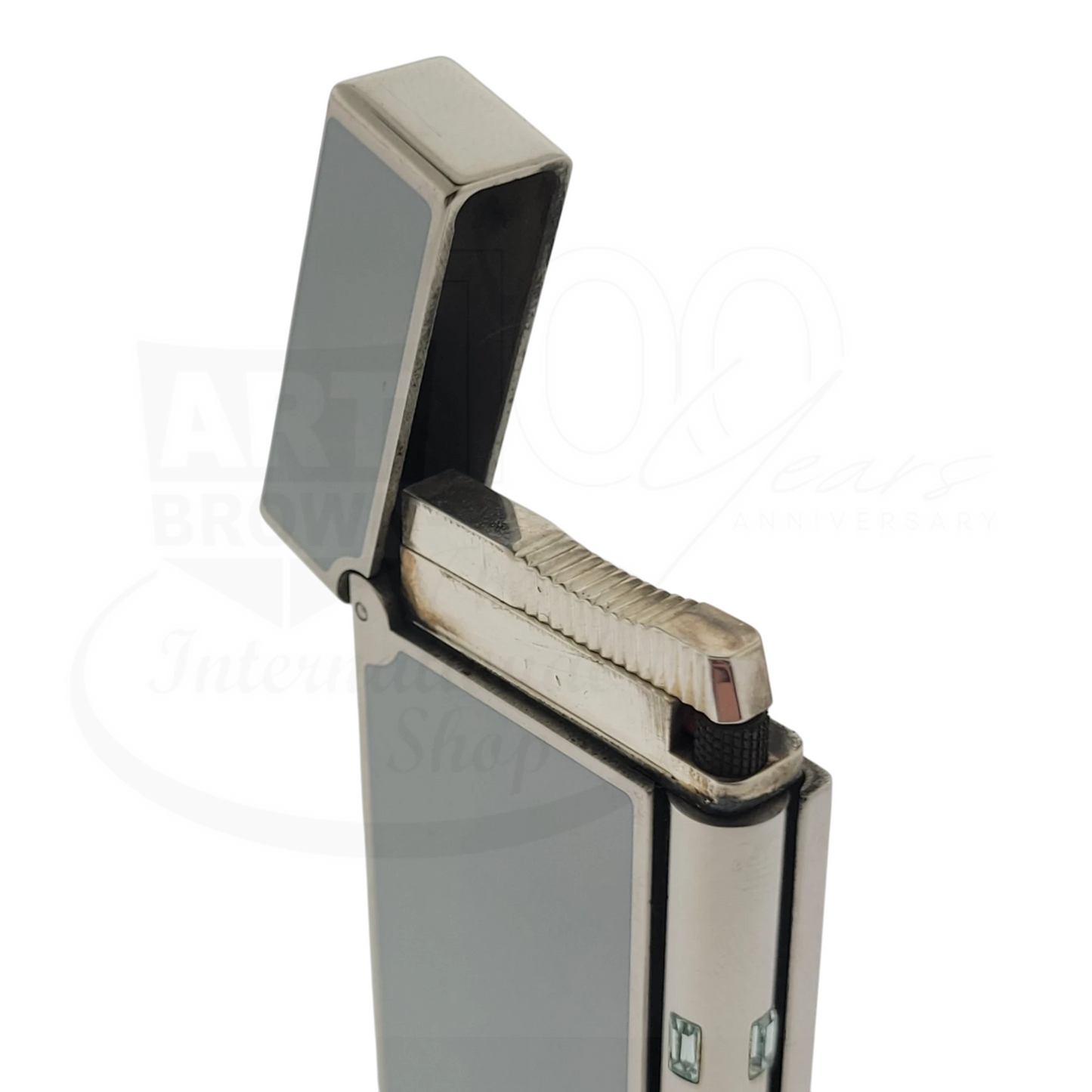 Preowned S.T. Dupont Line D Lighter Blue Lacquer & Palladium Lighter, 017679