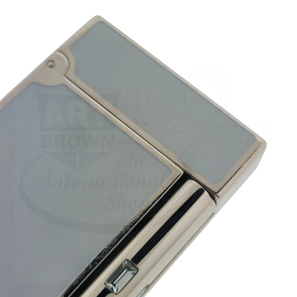 Preowned S.T. Dupont Line D Lighter Blue Lacquer & Palladium Lighter, 017679