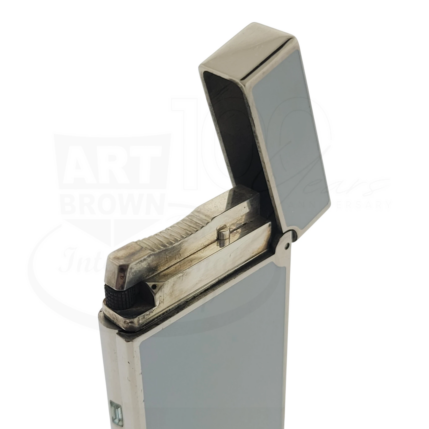 Preowned S.T. Dupont Line D Lighter Blue Lacquer & Palladium Lighter, 017679