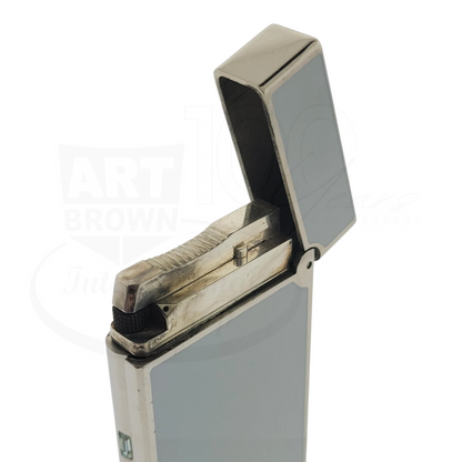 Preowned S.T. Dupont Line D Lighter Blue Lacquer & Palladium Lighter, 017679