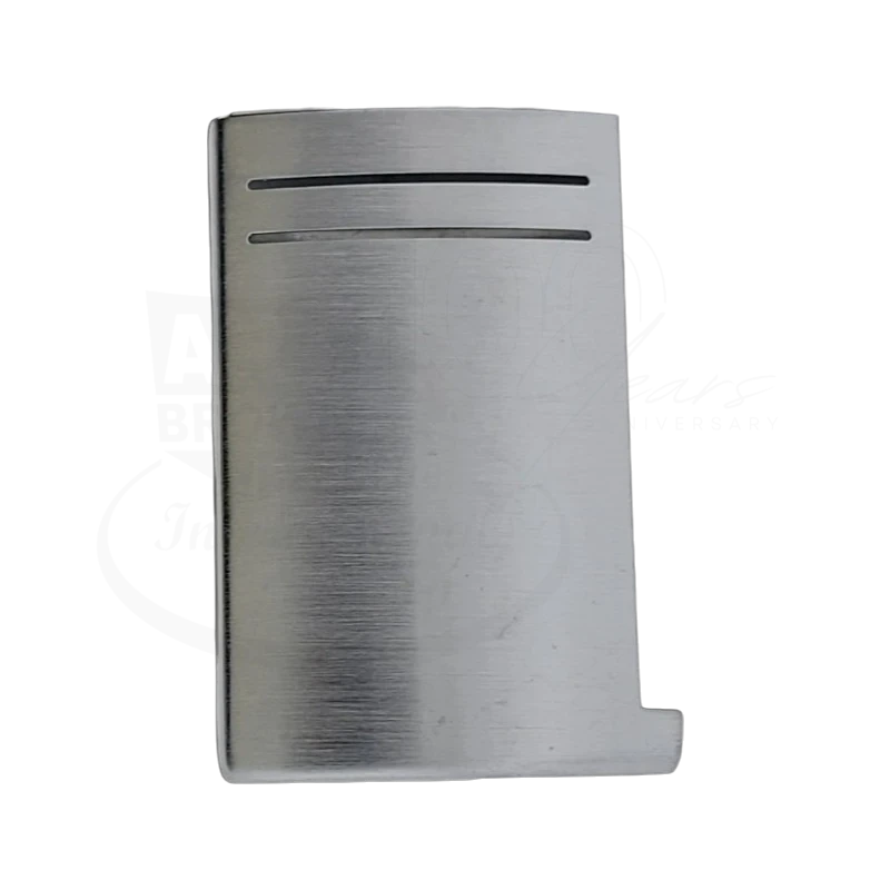 S.T. Dupont Maxijet lighter replacement shell in brushed silver metal with two horizontal grooves and ignition lever