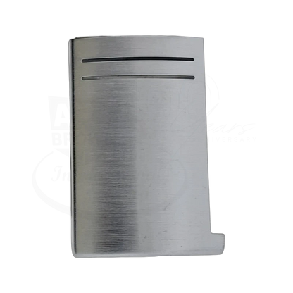 S.T. Dupont Maxijet lighter replacement shell in brushed silver metal with two horizontal grooves and ignition lever