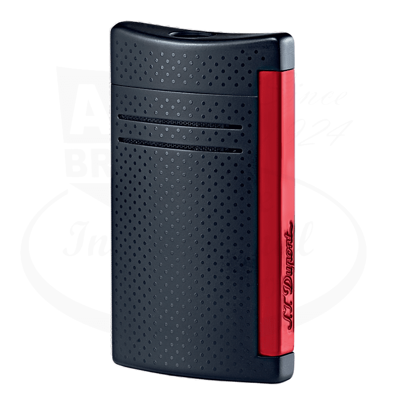 S.T. Dupont Maxijet torch lighter with red and black punched pattern.