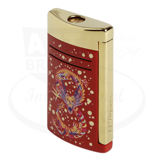 S.T. Dupont Limited Edition Maxijet Dragon Little Brilliant Bordeaux and Gold Lighter, 020176