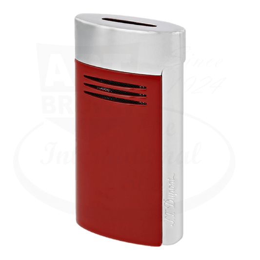 S.T. Dupont Megajet D-020703 chrome-plated metal lighter in red and silver finish with triple air inlets and wide flame design