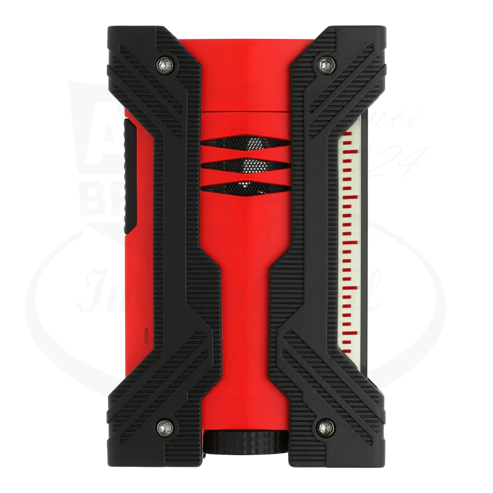 S.T. Dupont Defi XXtreme double flame torch lighter in red and black back.