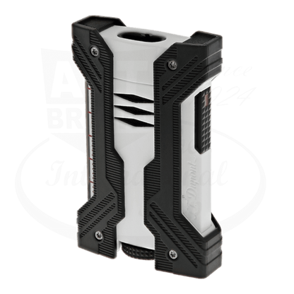 S.T. Dupont Defi XXtreme White 021603 lacquer lighter with black ergonomic grips, wind-resistant compact design