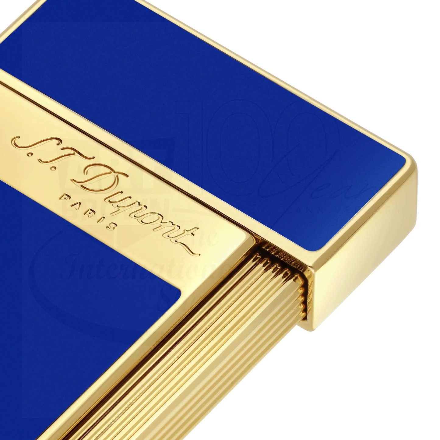 S.T. Dupont Biggy Blue Lacquer & Gold Lighter, 025005