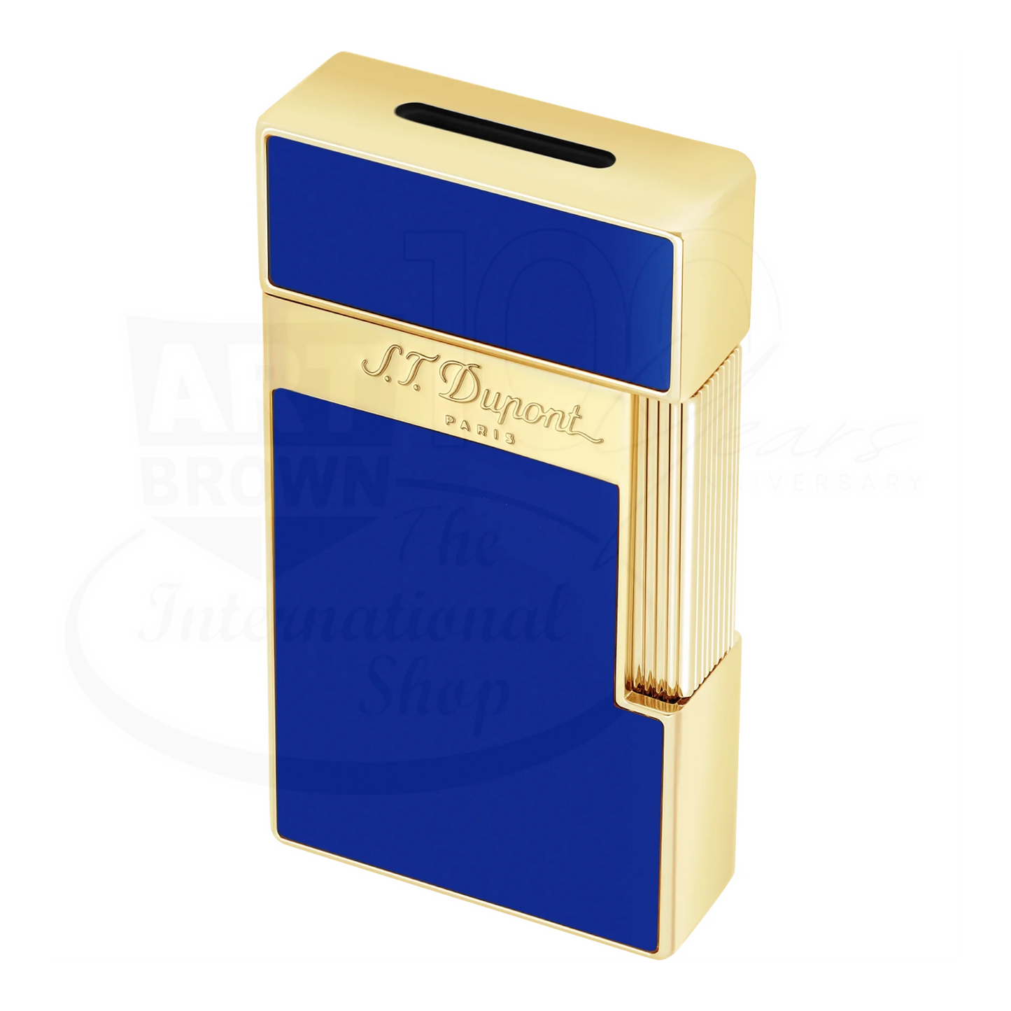 S.T. Dupont Biggy Blue Lacquer & Gold Lighter, 025005