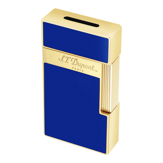 S.T. Dupont Biggy Blue Lacquer & Gold Lighter, 025005