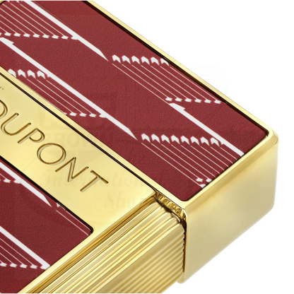 S.T. Dupont Biggy 1872 Monogram lacquered lighter with gold trim and deep red panel featuring monogram pattern