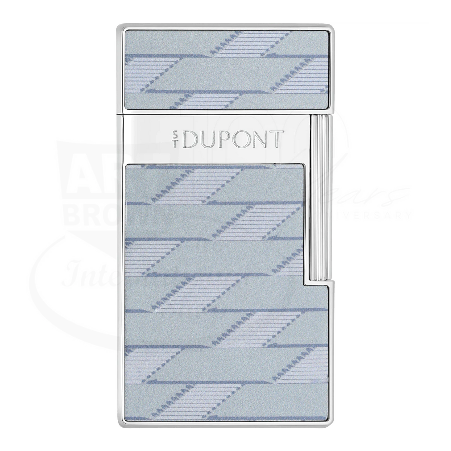 S.T. Dupont Biggy 1872 Monogram lighter 025080 with polished silver and grey patterned lacquer panels, torch flame, featuring new S.T. Dupont logo