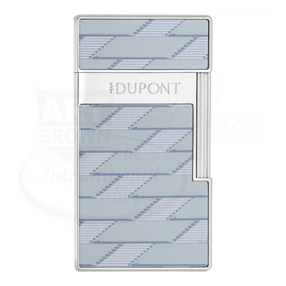 S.T. Dupont Biggy 1872 Monogram lighter 025080 with polished silver and grey patterned lacquer panels, torch flame, featuring new S.T. Dupont logo