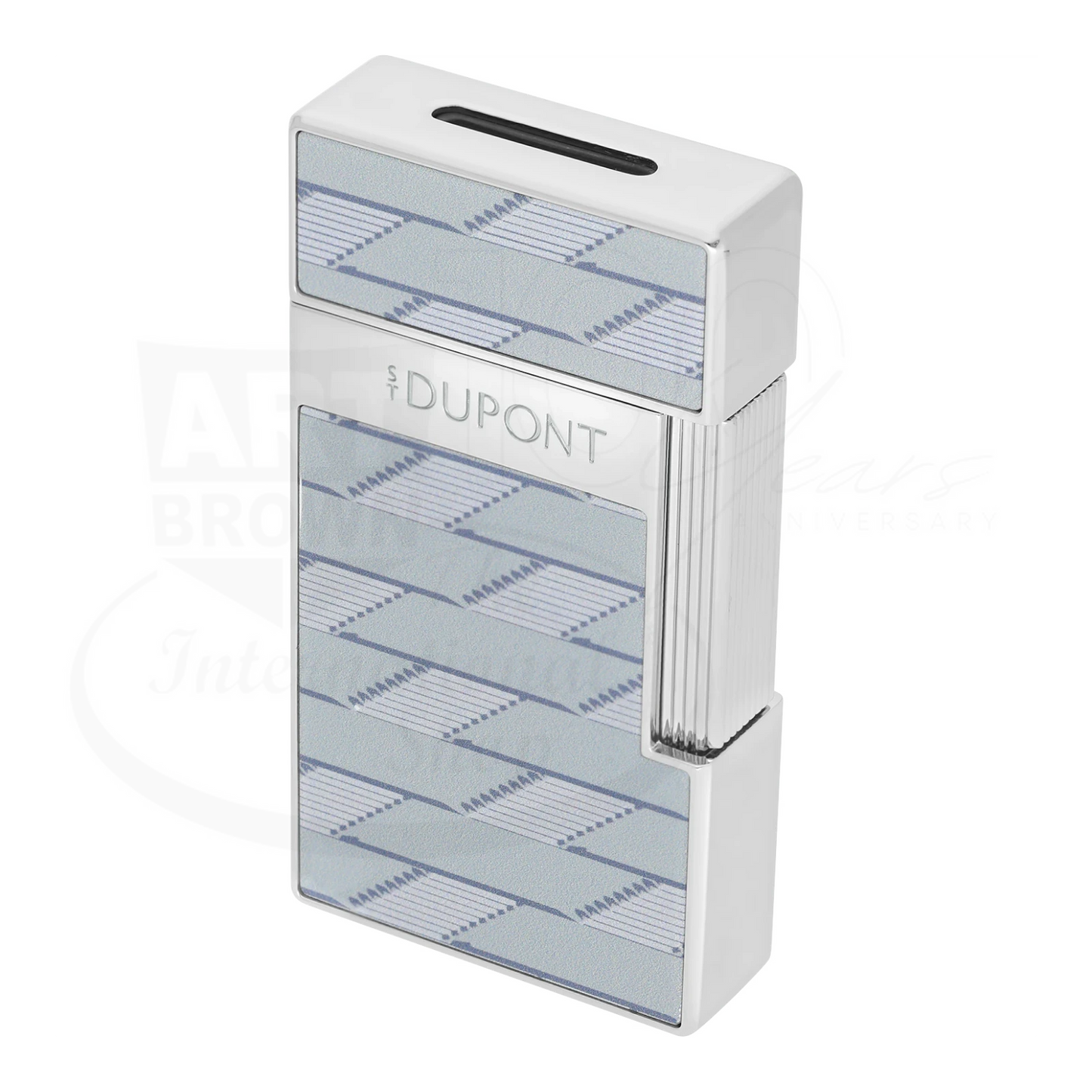 S.T. Dupont Biggy 1872 Monogram lighter 025080 with polished silver and pale grey panels, torch flame