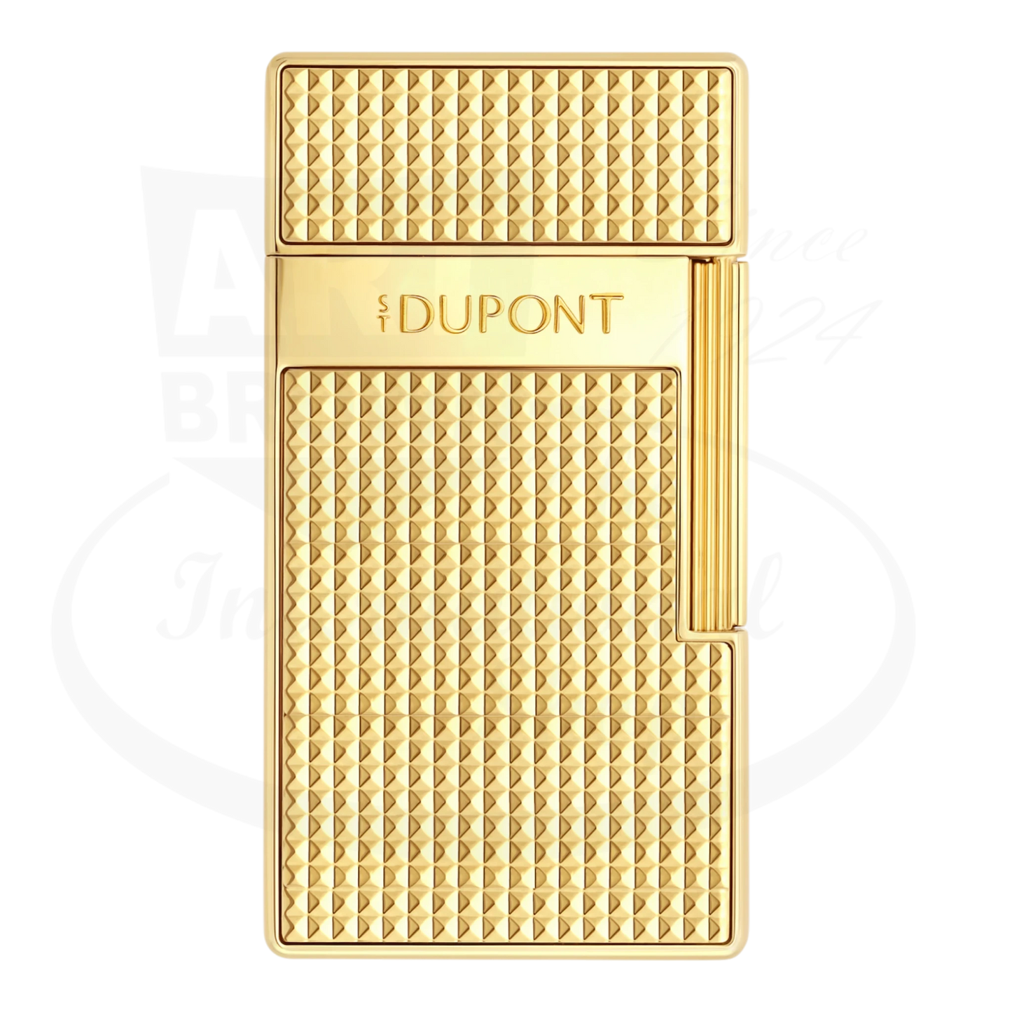 S.T. Dupont Biggy Gold Diamond Head Lighter 025209 gold chrome diamond-point guilloché torch flame lighter compact design