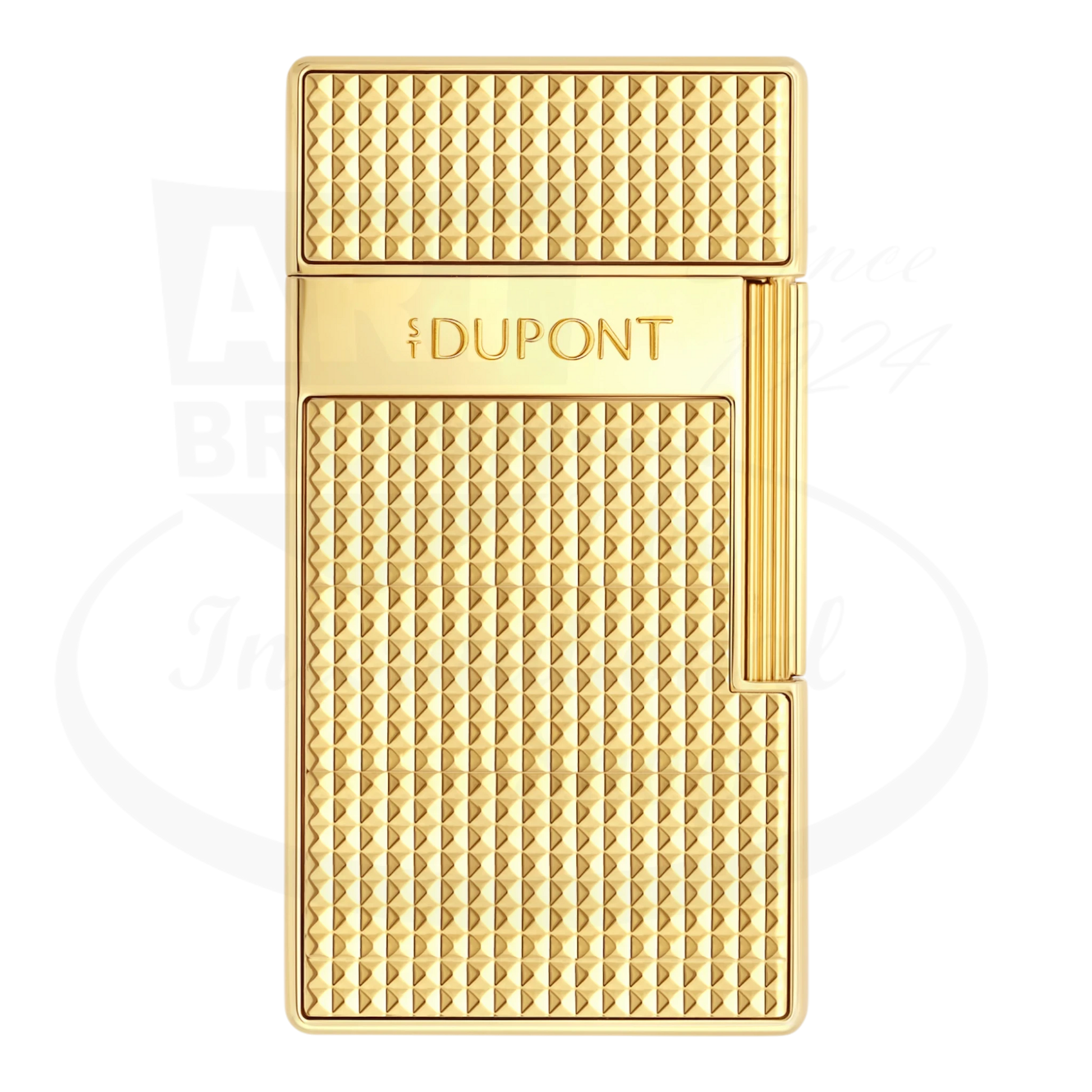 S.T. Dupont Biggy Gold Diamond Head Lighter 025209 gold chrome diamond-point guilloché torch flame lighter compact design