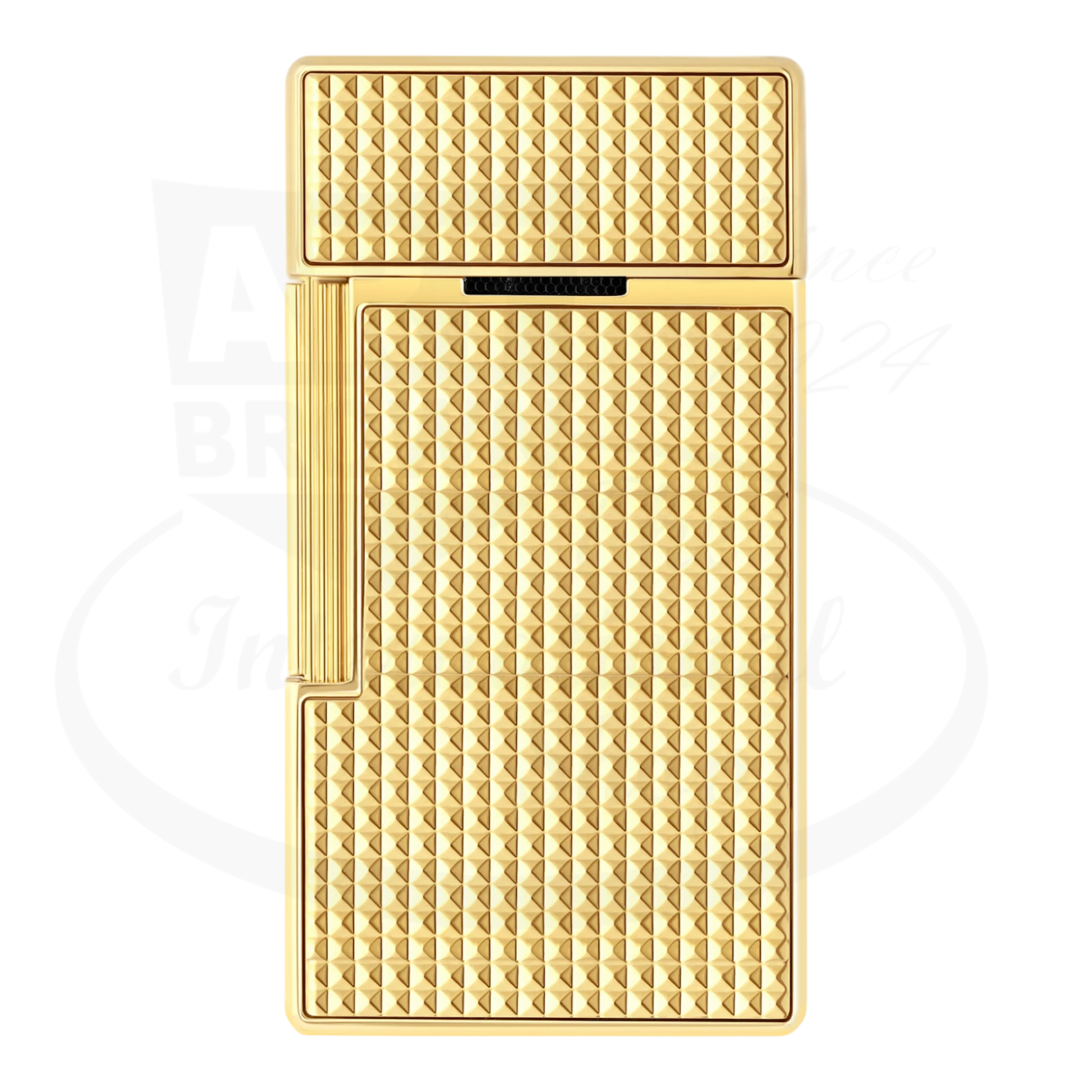 S.T. Dupont Biggy Gold Diamond Head Lighter 025209 gold diamond-point guilloché chrome compact design