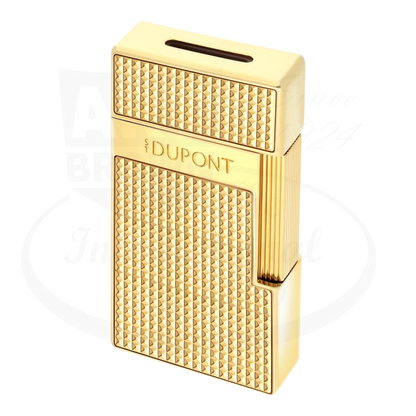 S.T. Dupont Biggy Gold Diamond Head Lighter 025209 gold chrome body with diamond-point guilloché texture and engraved logo
