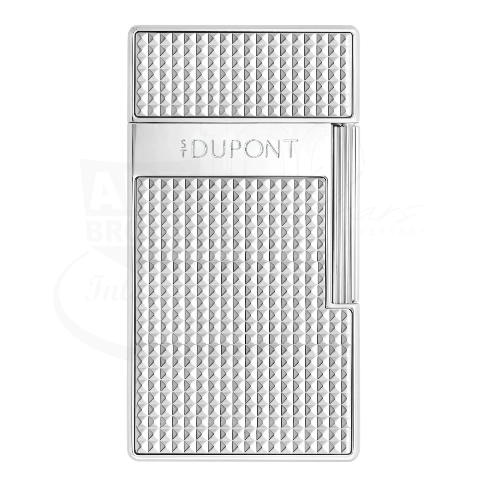 S.T. Dupont Biggy Chrome lighter 025210 with polished chrome finish and textured diamond head pattern, torch flame design