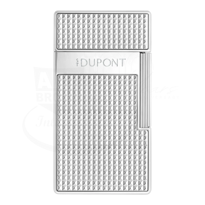 S.T. Dupont Biggy Chrome lighter 025210 with polished chrome finish and textured diamond head pattern, torch flame design