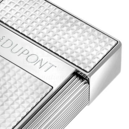 S.T. Dupont Biggy Chrome Diamond Head lighter 025210 with polished chrome and textured diamond head design