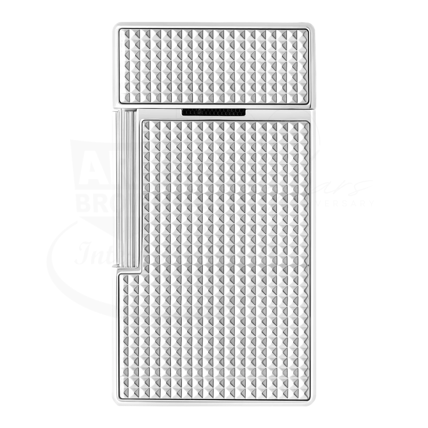 S.T. Dupont Biggy Chrome 025210 lighter with polished chrome finish and textured diamond head pattern, torch flame design