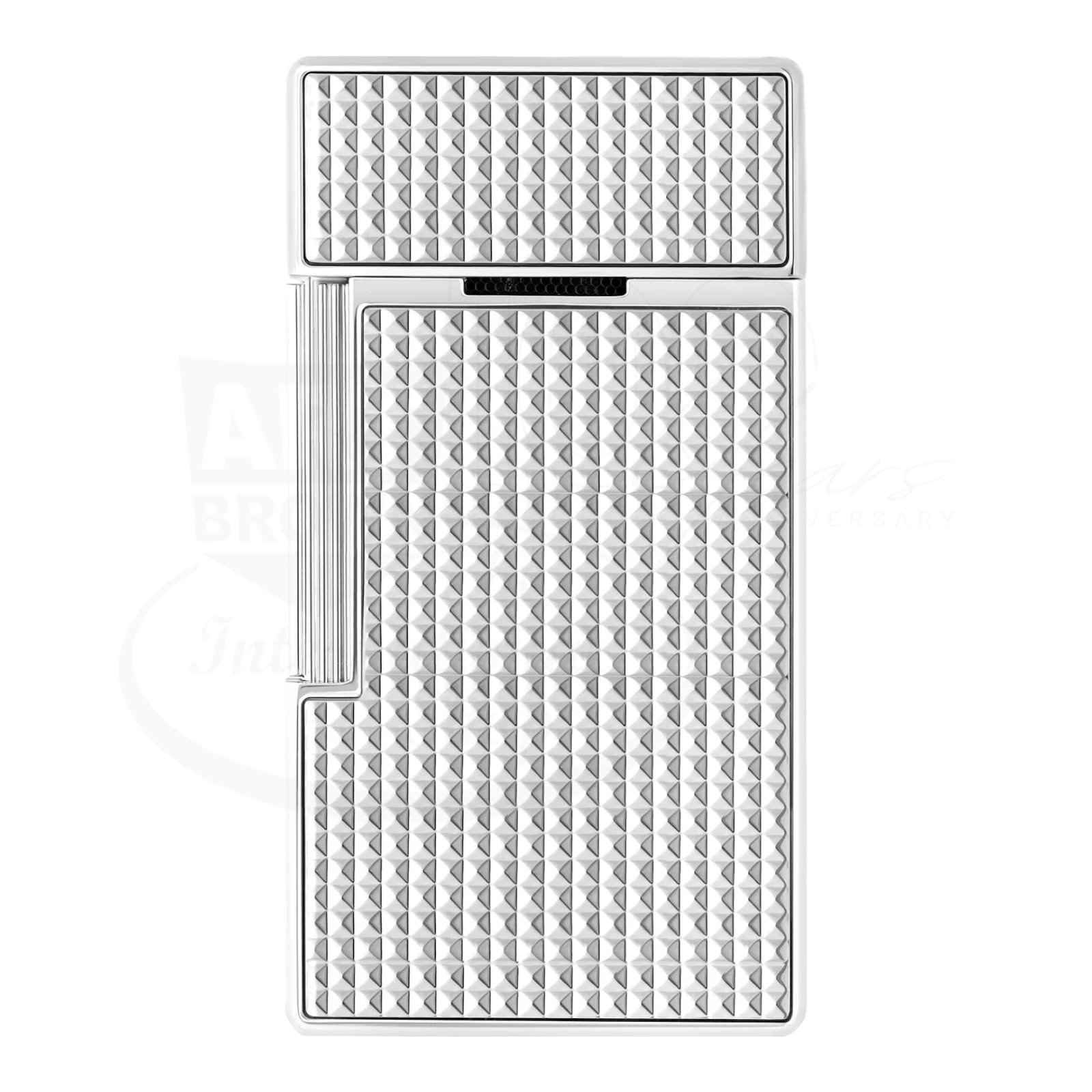 S.T. Dupont Biggy Chrome 025210 lighter with polished chrome finish and textured diamond head pattern, torch flame design
