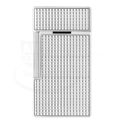 S.T. Dupont Biggy Chrome 025210 lighter with polished chrome finish and textured diamond head pattern, torch flame design