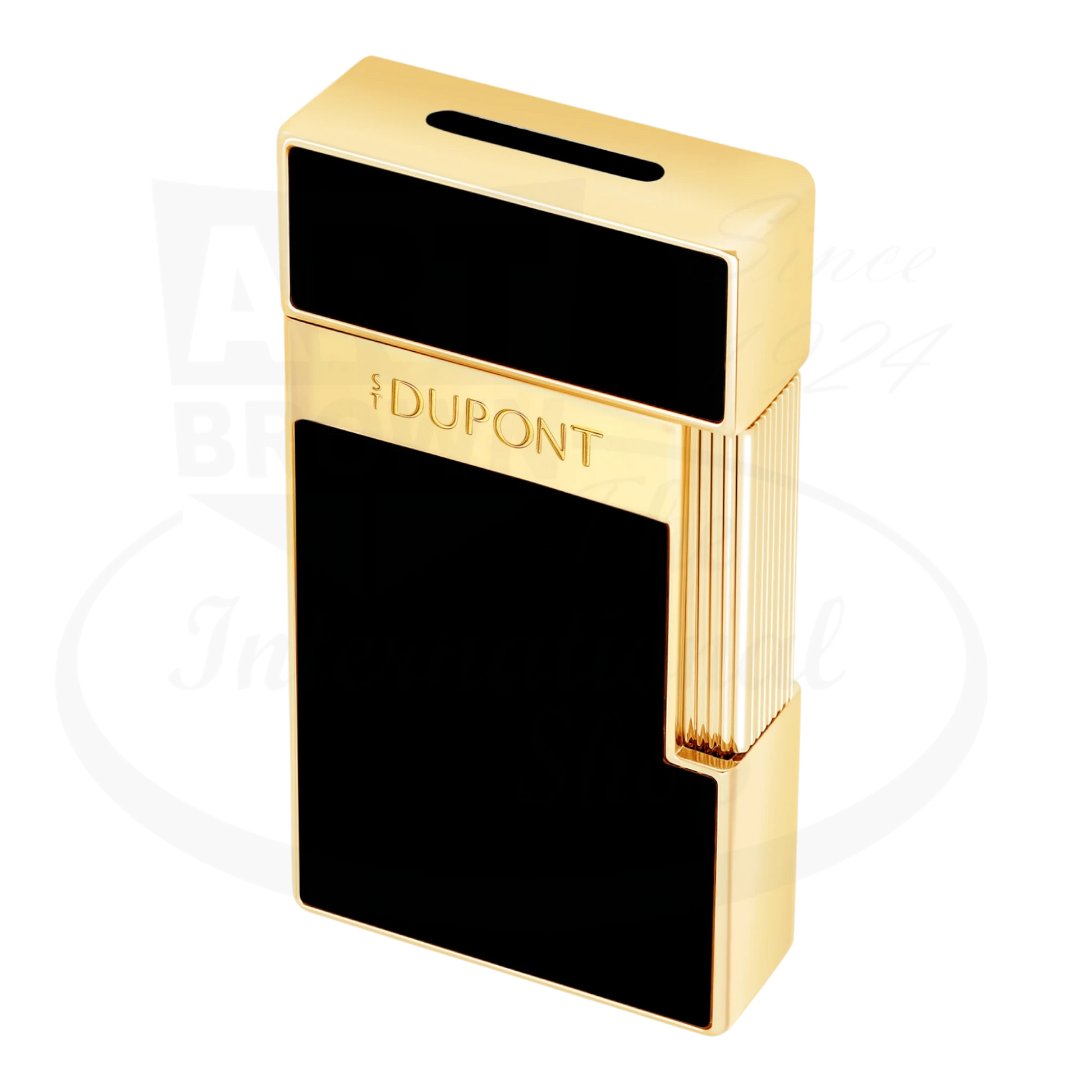 S.T. Dupont Biggy Black Lacquer & Gold Lighter 025222 metal black lacquer gold sleek rectangular design