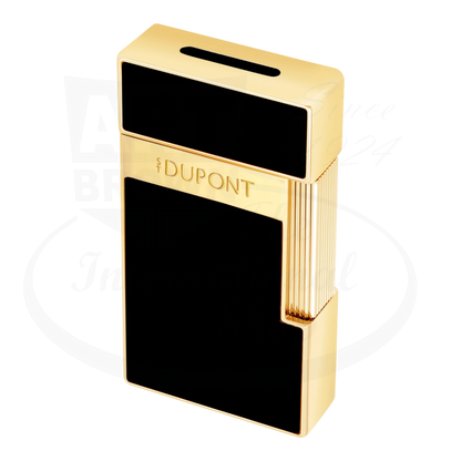 S.T. Dupont Biggy Black Lacquer & Gold Lighter 025222 metal black lacquer gold sleek rectangular design