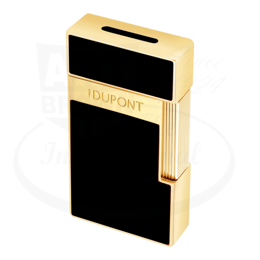 S.T. Dupont Biggy Black Lacquer & Gold Lighter 025222 metal black lacquer gold sleek rectangular design