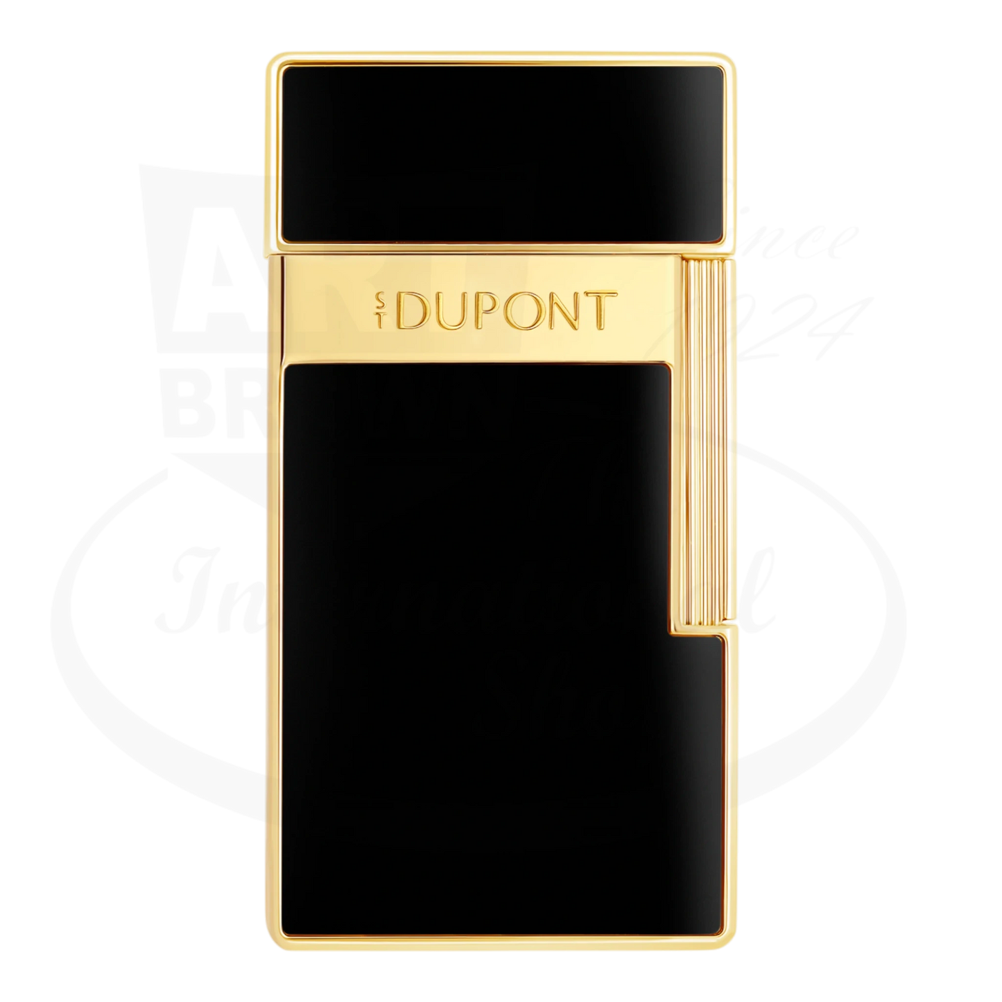 S.T. Dupont Biggy Black Lacquer & Gold Lighter 025222 metal black lacquer with polished gold frame compact design