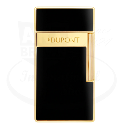 S.T. Dupont Biggy Black Lacquer & Gold Lighter 025222 metal black lacquer with polished gold frame compact design