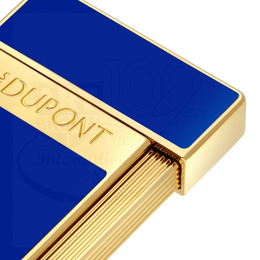 S.T. Dupont Biggy Blue Lacquer & Gold Lighter, 025225