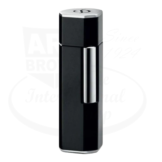 S.T. Dupont Mon Dupont Karl Lagerfeld 026000 black lacquer and palladium triangular lighter with beveled corners and snap-open cap design