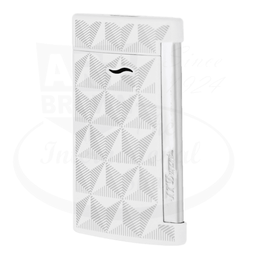 S.T. Dupont Slim 7 Firehead White 027726 slim metal lighter with geometric pattern in white finish