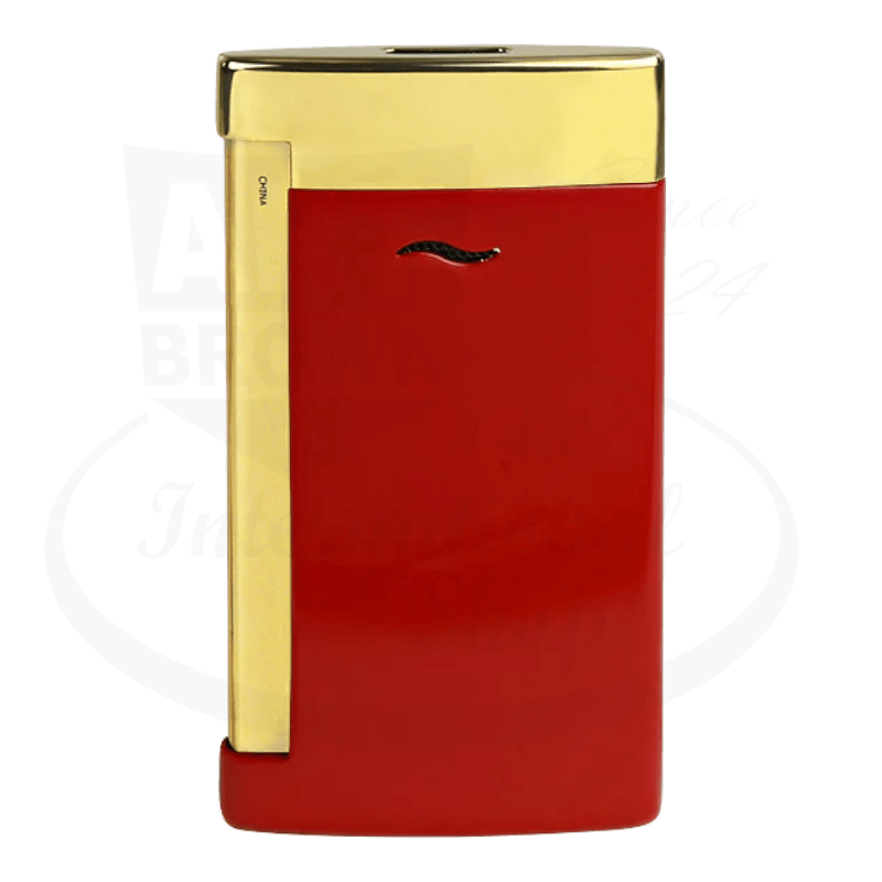 S.T. Dupont Slim 7 Burgundy and Golden Finish Lighter, 027774