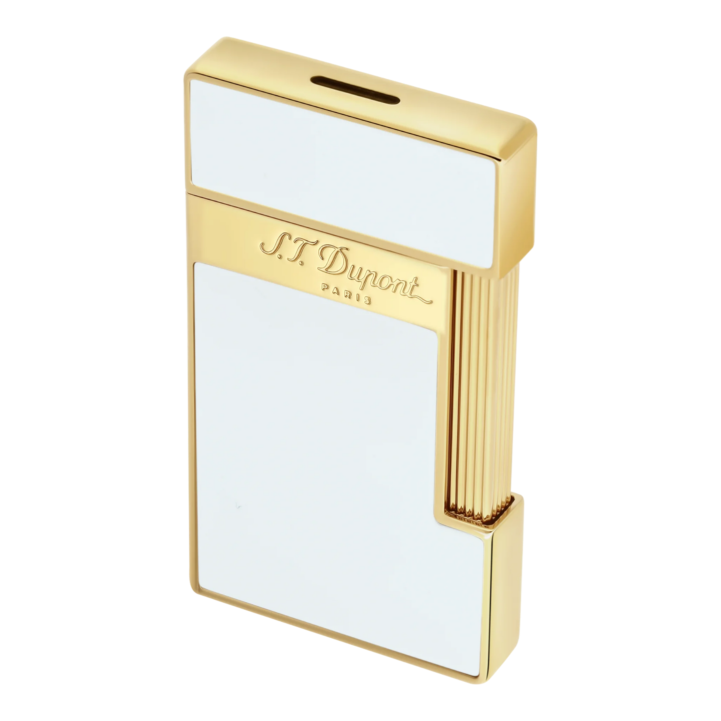 S.T. Dupont Slimmy White Lacquer & Gold Lighter, 028004